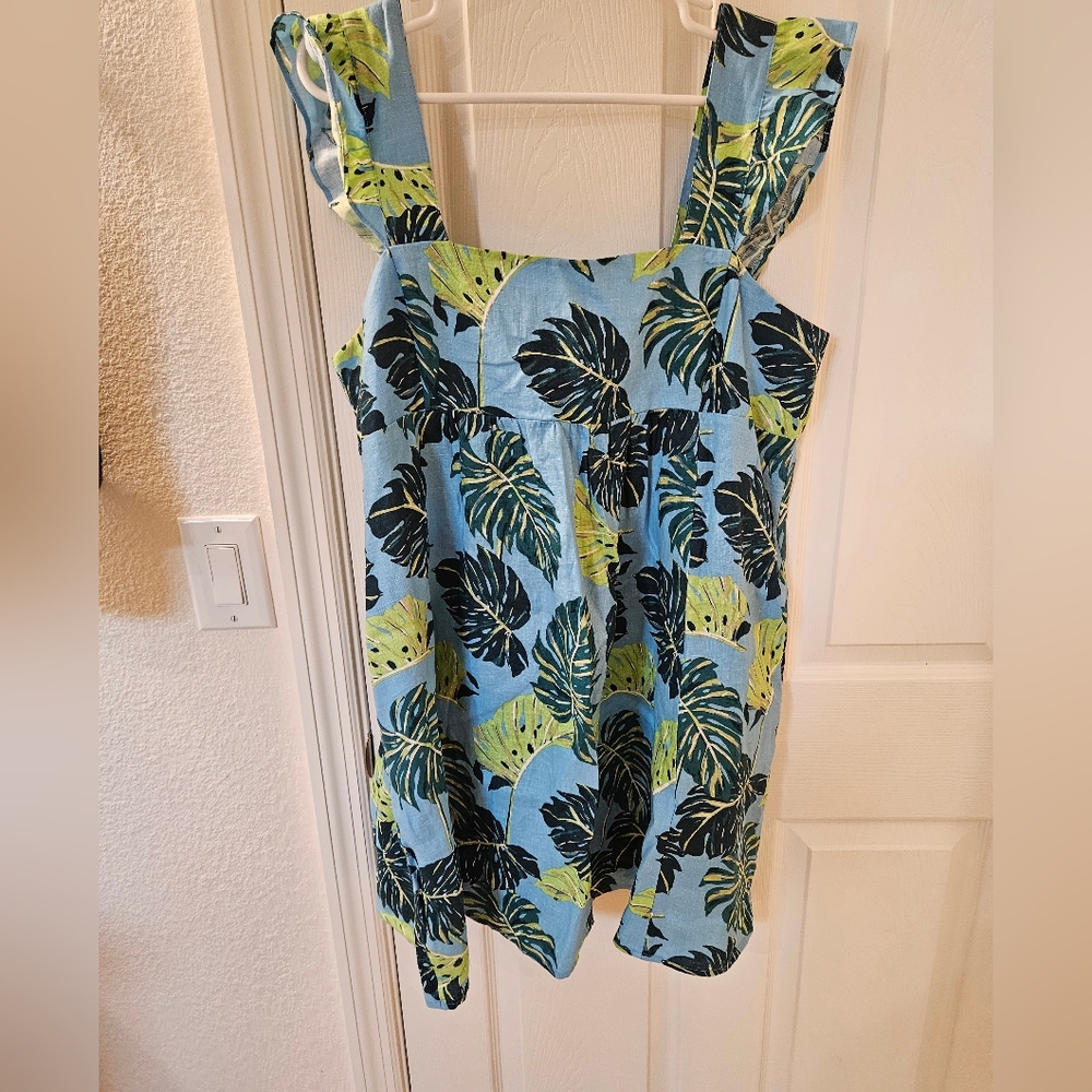 Draper James Maddie Babydoll Dress In Monstera Floral Print Sz XL EUC